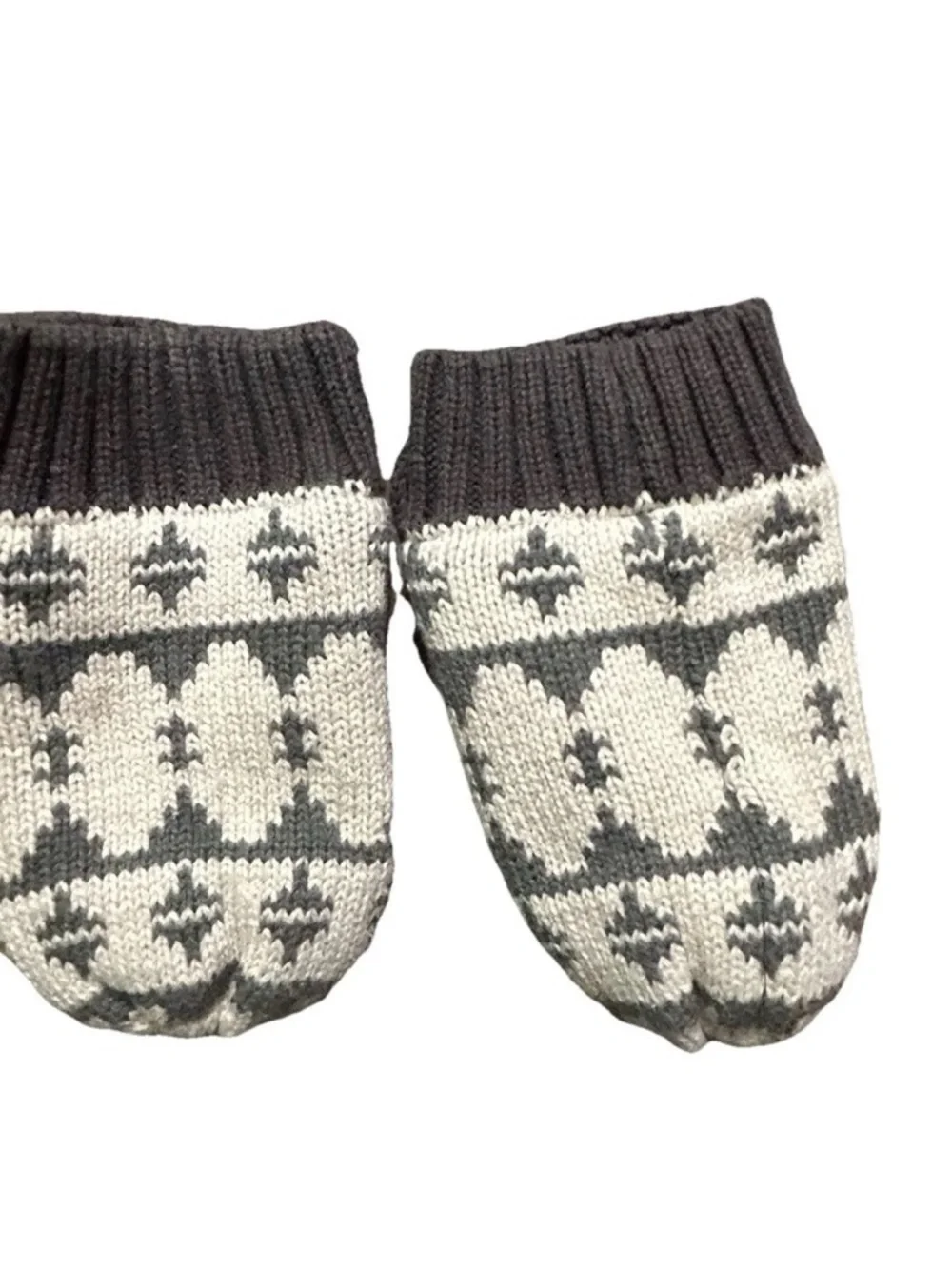 Toddler Hanna Andersson Winter Snow Fleece Lined Grey White Mittens Size Small